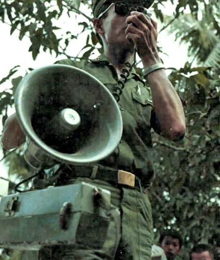A military loudspeaker team in the field